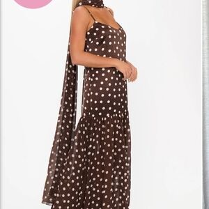 Show Me Your MuMu Chocolate Polka Dot Maxi Dress